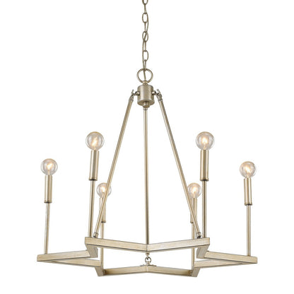 Gold Candle Style Six Light Metal Dimmable Chandelier-0