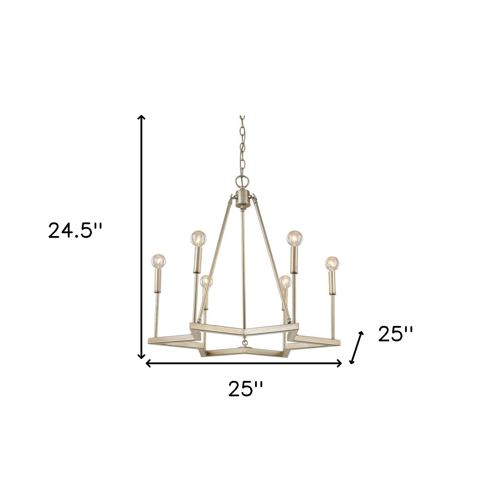 Gold Candle Style Six Light Metal Dimmable Chandelier-4
