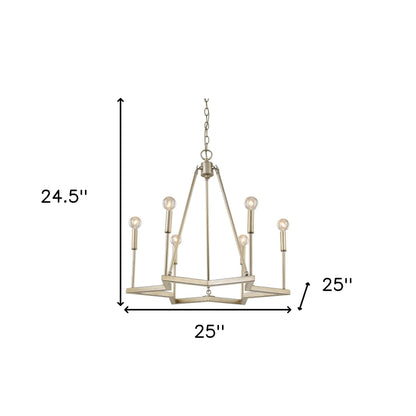 Gold Candle Style Six Light Metal Dimmable Chandelier-4