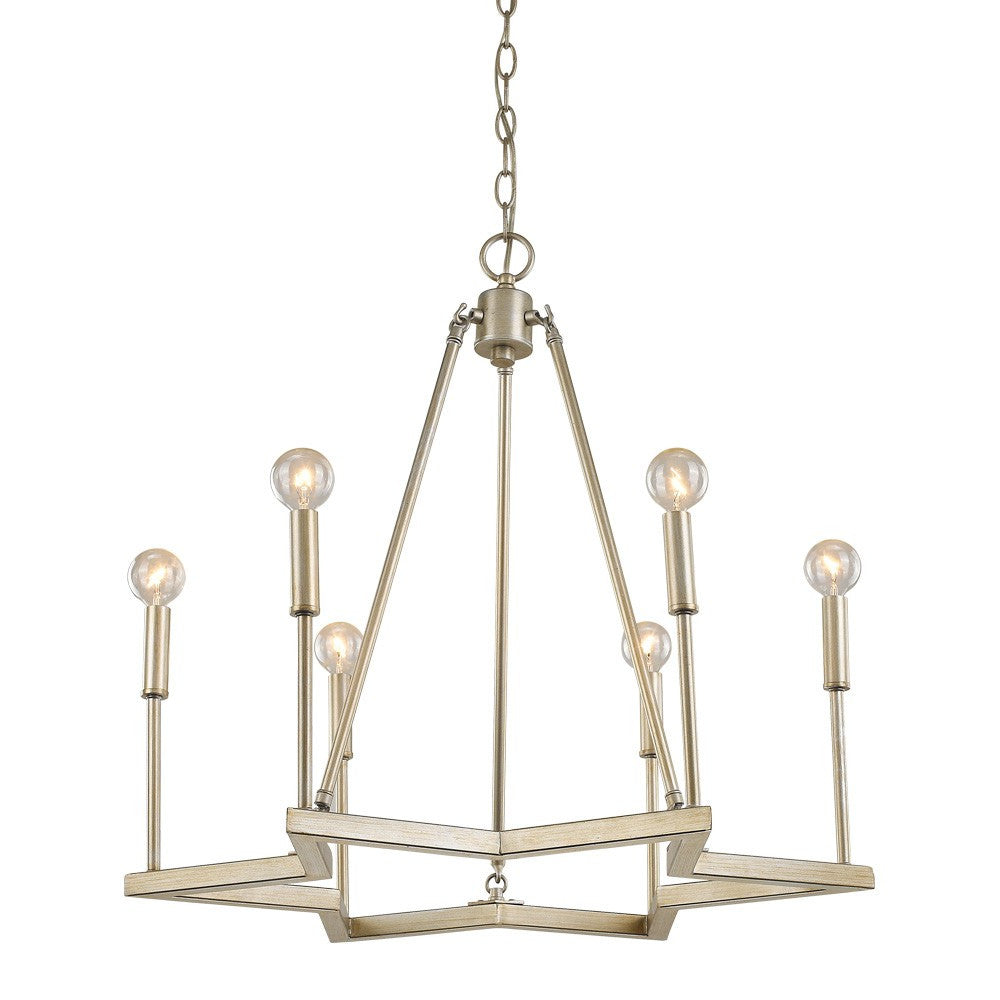 Gold Candle Style Six Light Metal Dimmable Chandelier-2