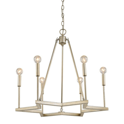 Gold Candle Style Six Light Metal Dimmable Chandelier-2