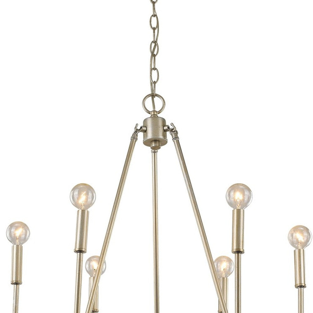 Gold Candle Style Six Light Metal Dimmable Chandelier-3
