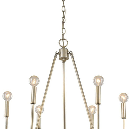 Gold Candle Style Six Light Metal Dimmable Chandelier-3
