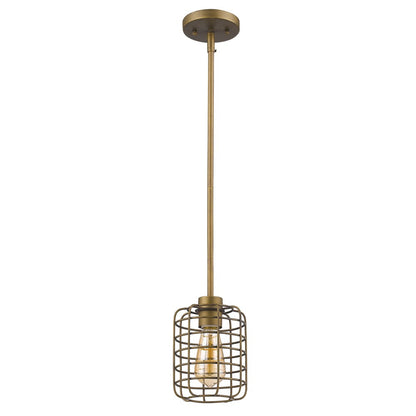 Brushed Gold Metal Cage Hanging Light-0