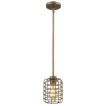 Brushed Gold Metal Cage Hanging Light-2