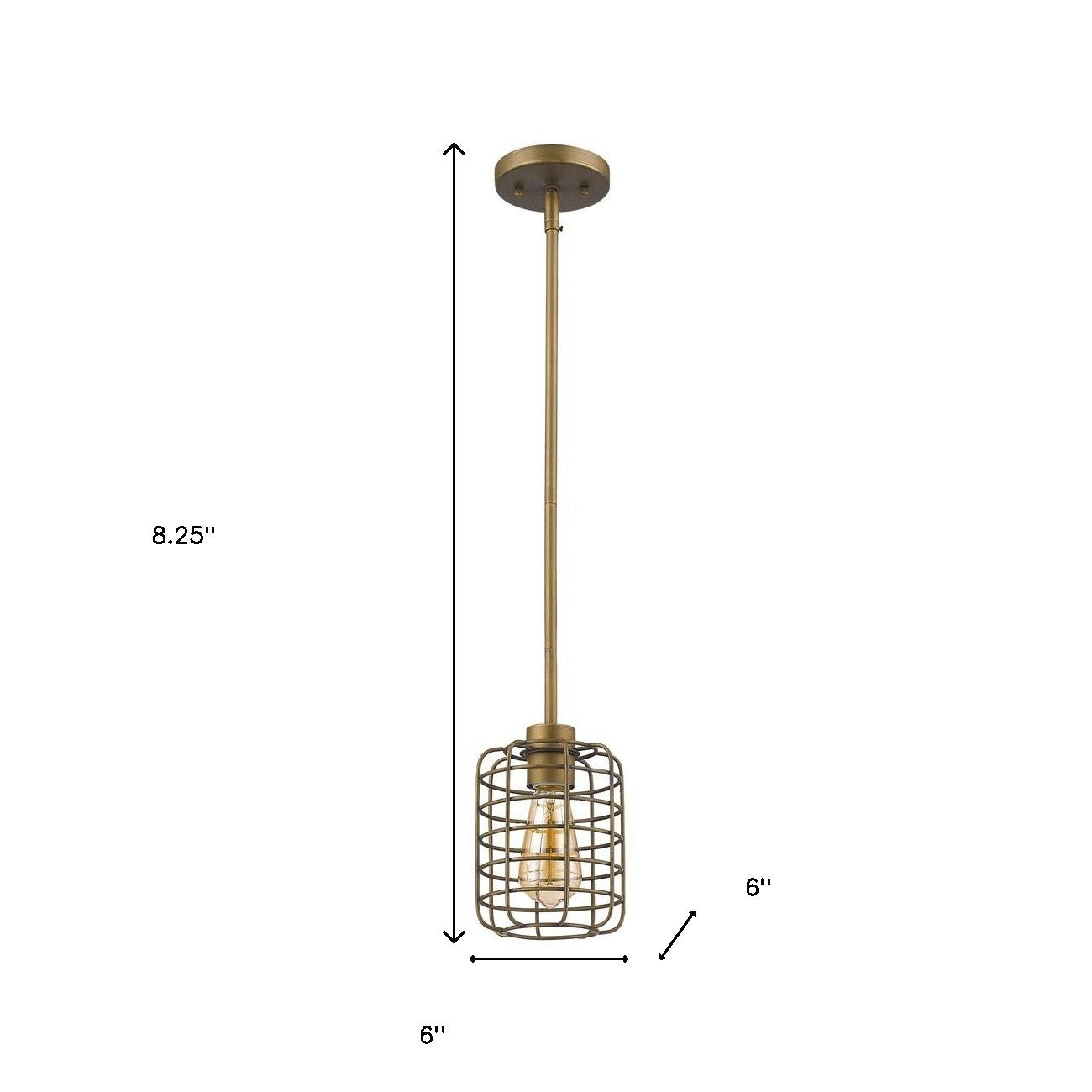 Brushed Gold Metal Cage Hanging Light-4