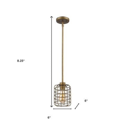 Brushed Gold Metal Cage Hanging Light-4