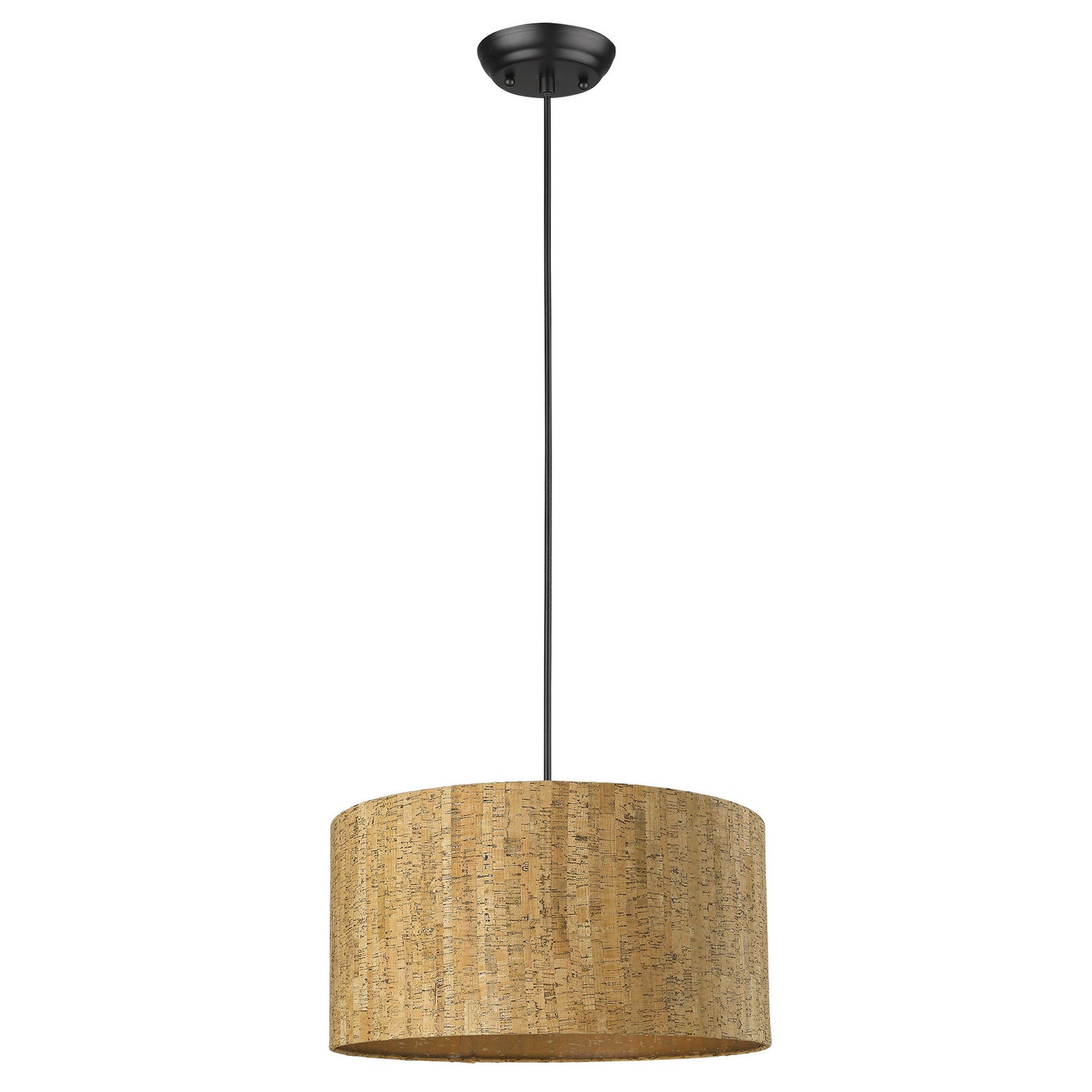 Matte Black Cork Shade Modern One Light Hanging Pendent Lamp-0