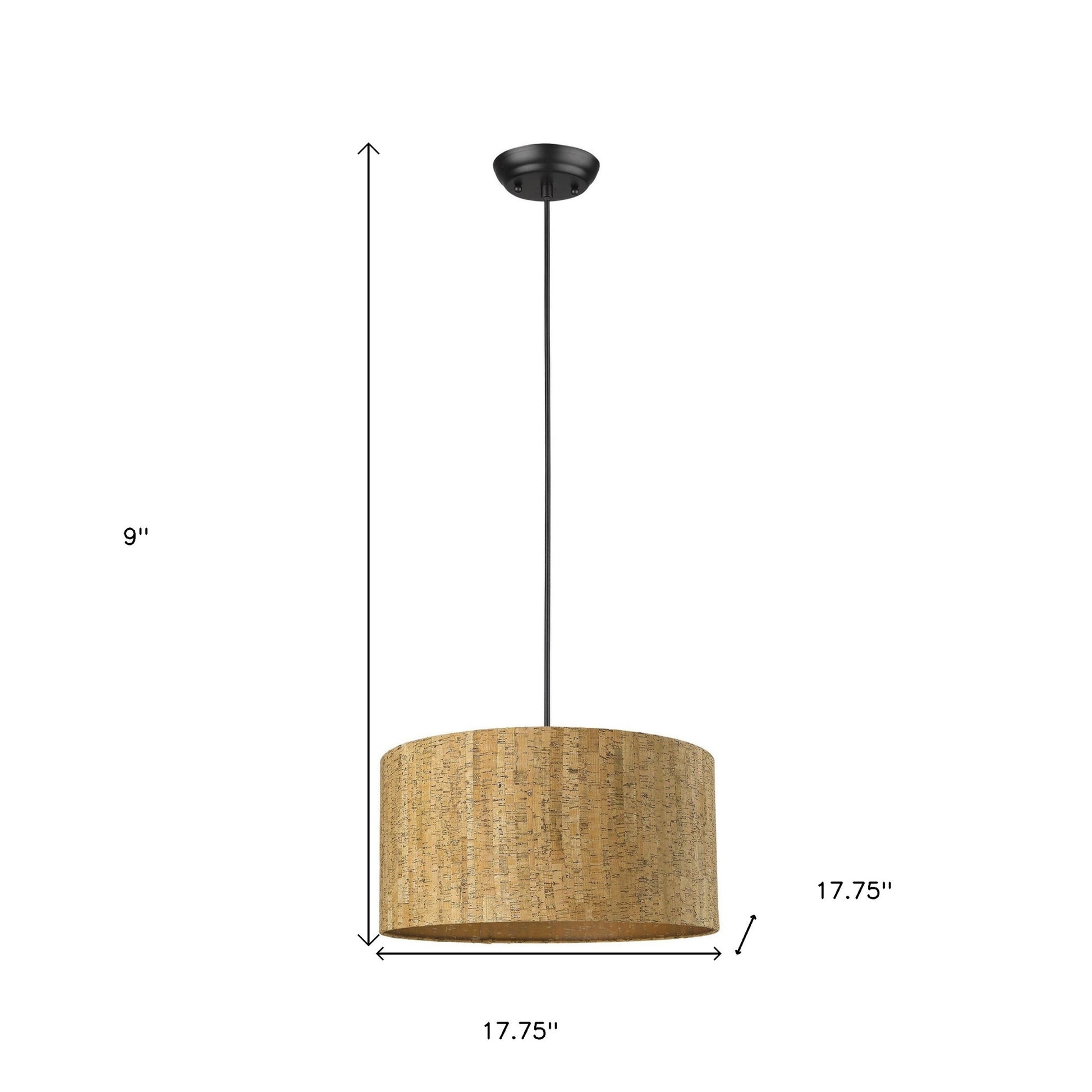 Matte Black Cork Shade Modern One Light Hanging Pendent Lamp-6