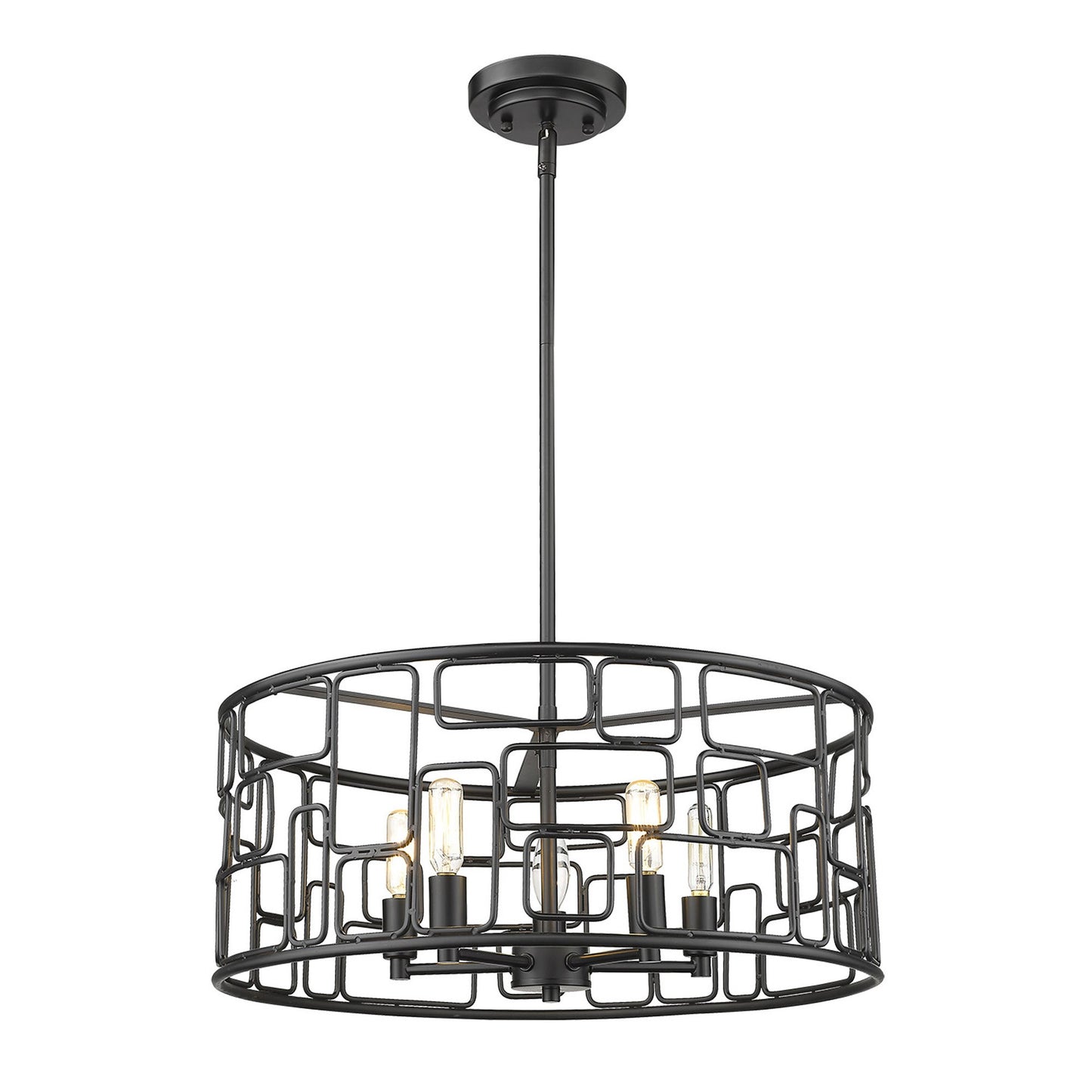 Amoret 5-Light Matte Black Convertible Pendant-1
