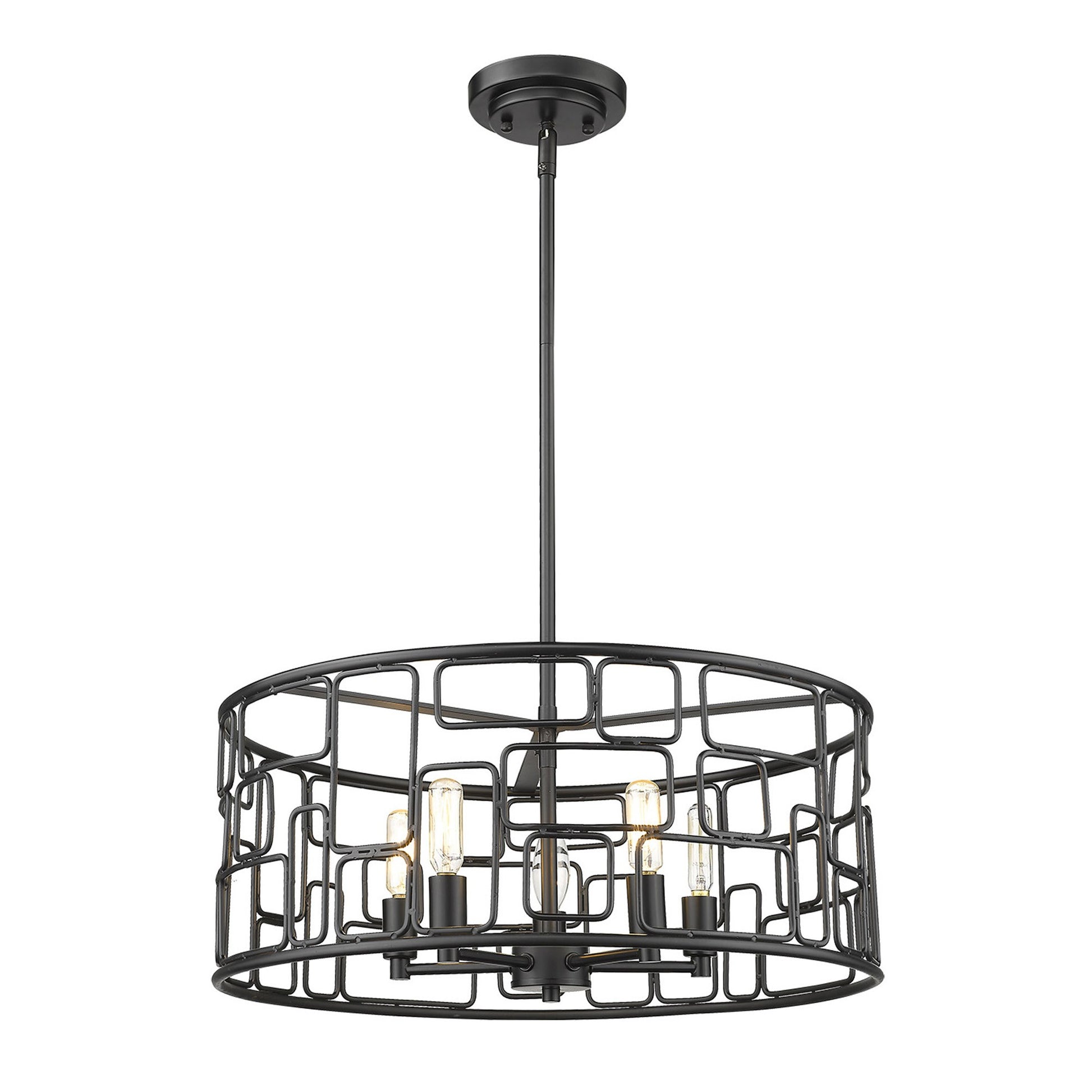 Amoret 5-Light Matte Black Convertible Pendant-1