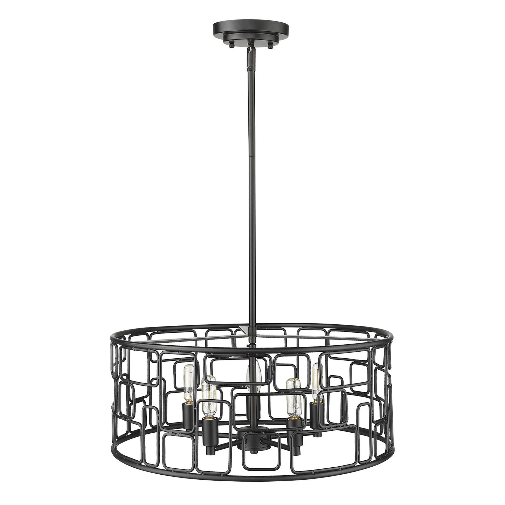 Amoret 5-Light Matte Black Convertible Pendant-2