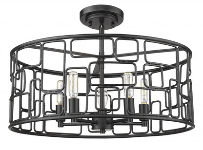 Amoret 5-Light Matte Black Convertible Pendant-4