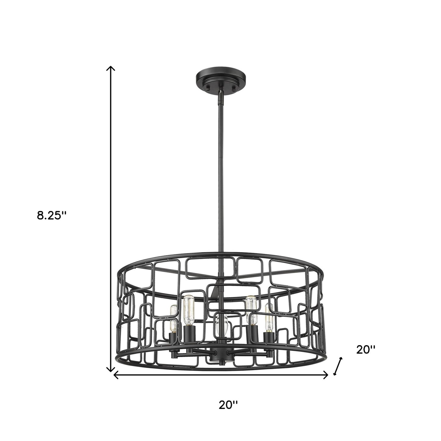 Amoret 5-Light Matte Black Convertible Pendant-8