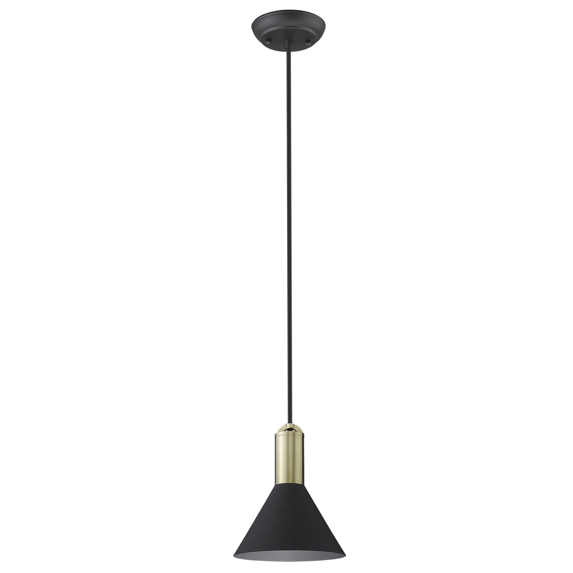 Matte Black and Gold Conical Pendant Hanging Light-0