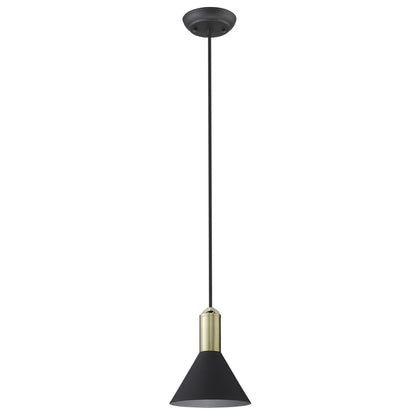 Matte Black and Gold Conical Pendant Hanging Light-0