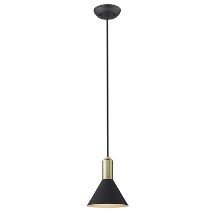 Matte Black and Gold Conical Pendant Hanging Light-1