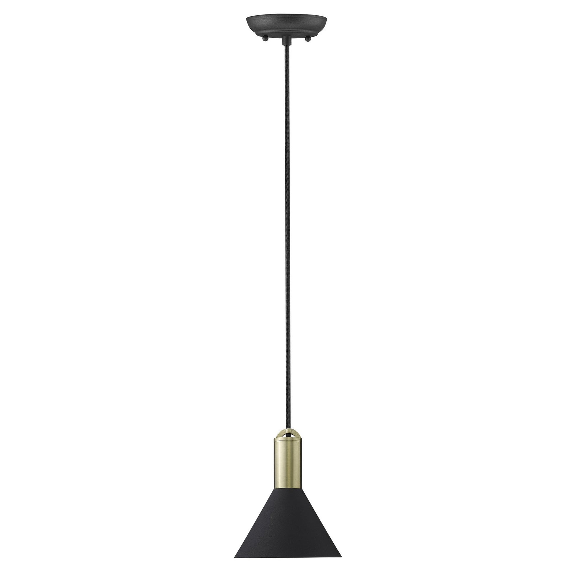 Matte Black and Gold Conical Pendant Hanging Light-2