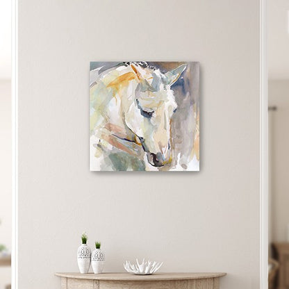 40" x 40" Abstract Watercolor Horse Canvas Wall Art-3