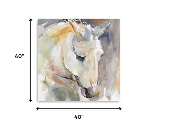 40" x 40" Abstract Watercolor Horse Canvas Wall Art-4