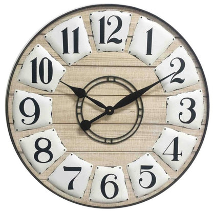 24" Circle Black and White Wood Analog Wall Clock-0