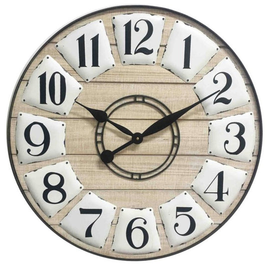 24" Circle Black and White Wood Analog Wall Clock-0