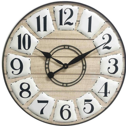 24" Circle Black and White Wood Analog Wall Clock-2