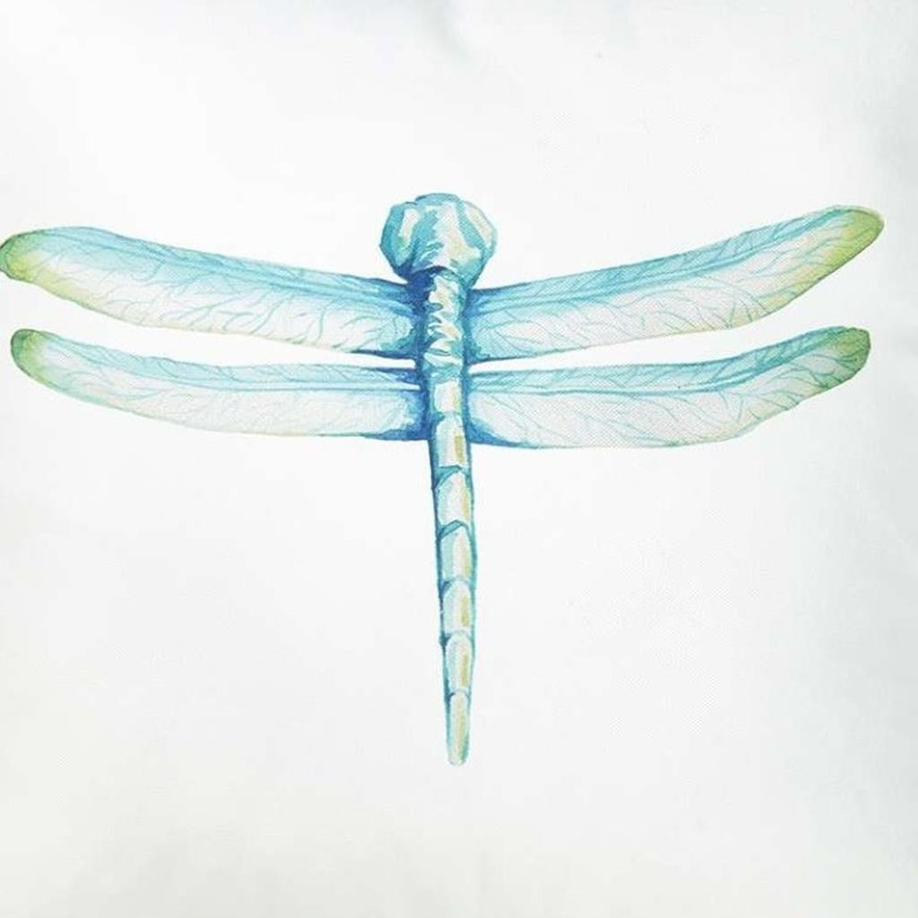 Aqua Blue Watercolor Dragonfly Throw Pillow-2