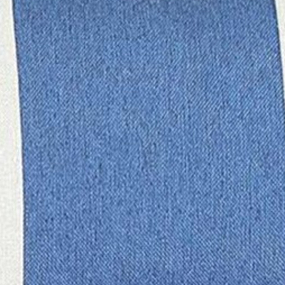 12" X 20" Blue and White Striped Lumbar Throw Pillow-2