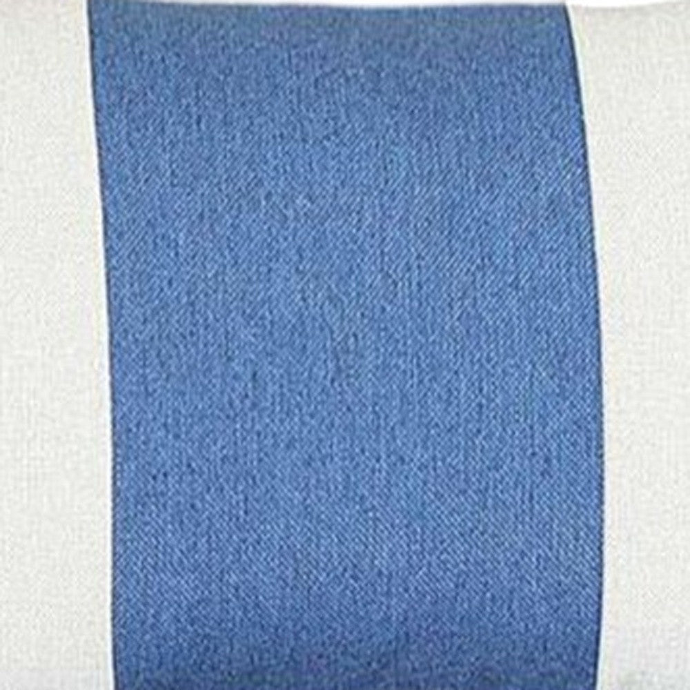 12" X 20" Blue and White Striped Lumbar Throw Pillow-3