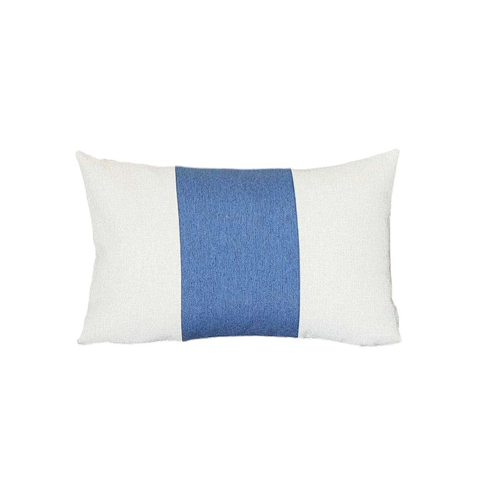 12" X 20" Blue and White Striped Lumbar Throw Pillow-1