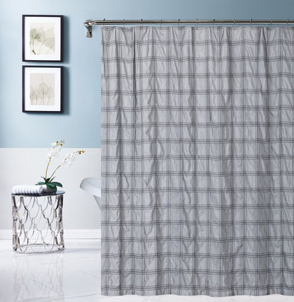 Gray Modern Striped Crinkle Shower Curtain-1