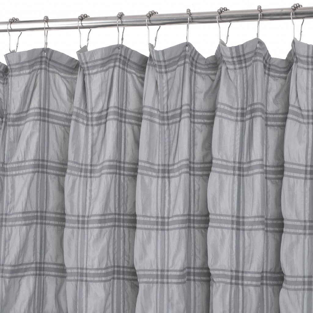 Gray Modern Striped Crinkle Shower Curtain-2