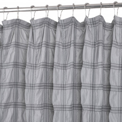 Gray Modern Striped Crinkle Shower Curtain-2