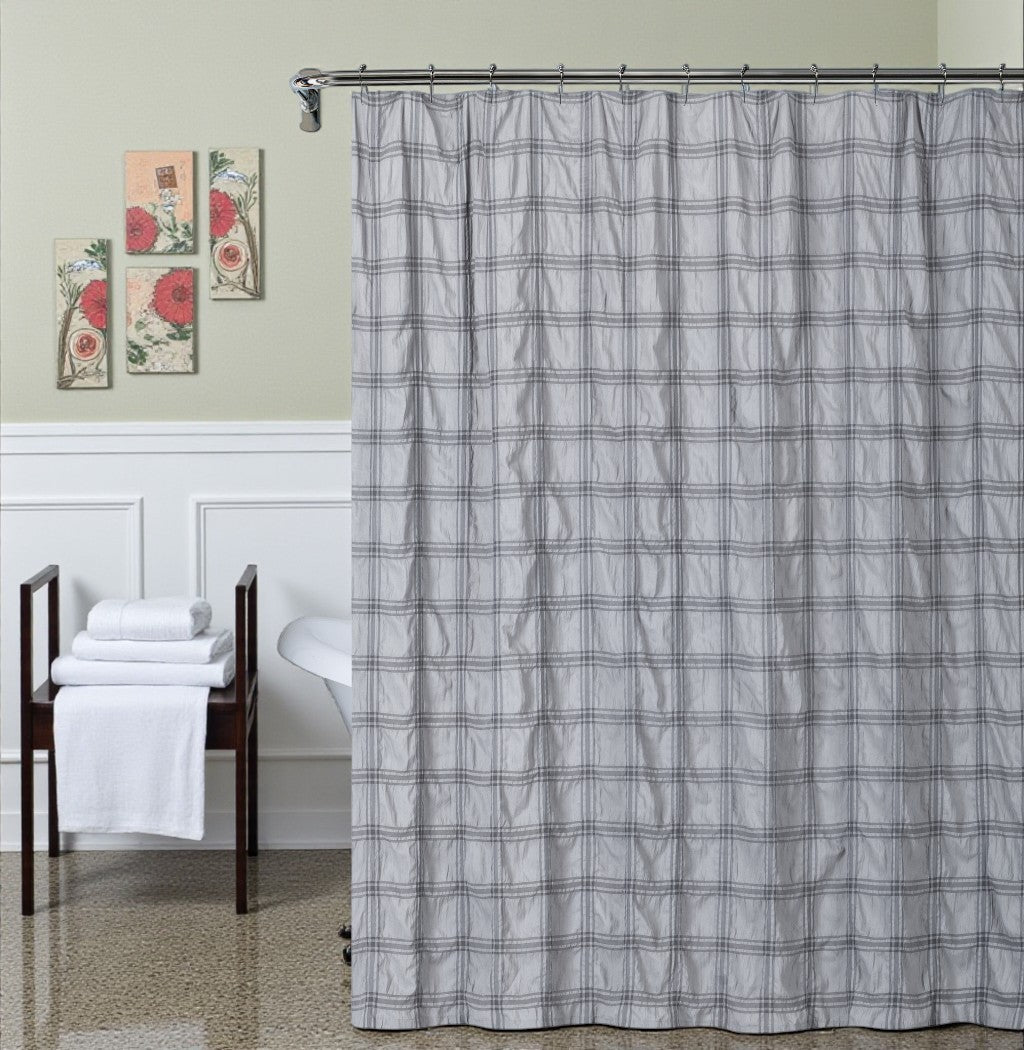 Gray Modern Striped Crinkle Shower Curtain-0