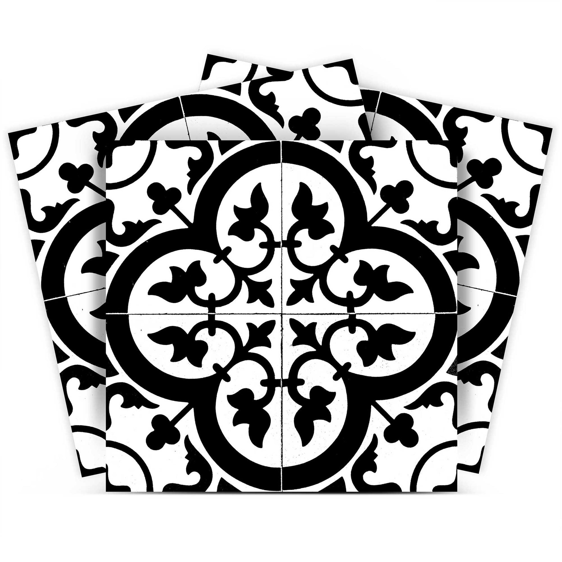 6" X 6" Black and White Roka Peel and Stick Removable Tiles-0