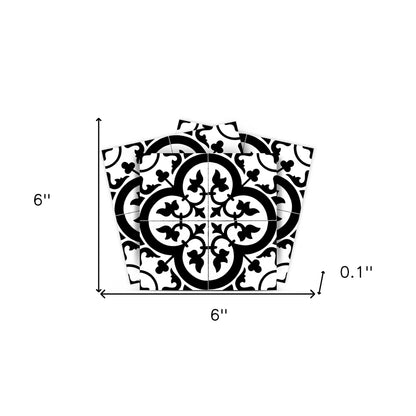 6" X 6" Black and White Roka Peel and Stick Removable Tiles-8