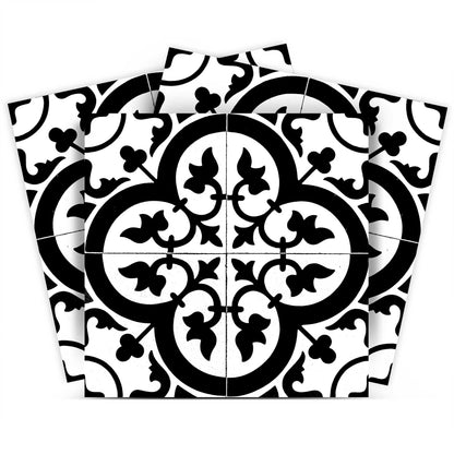 6" X 6" Black and White Roka Peel and Stick Removable Tiles-2