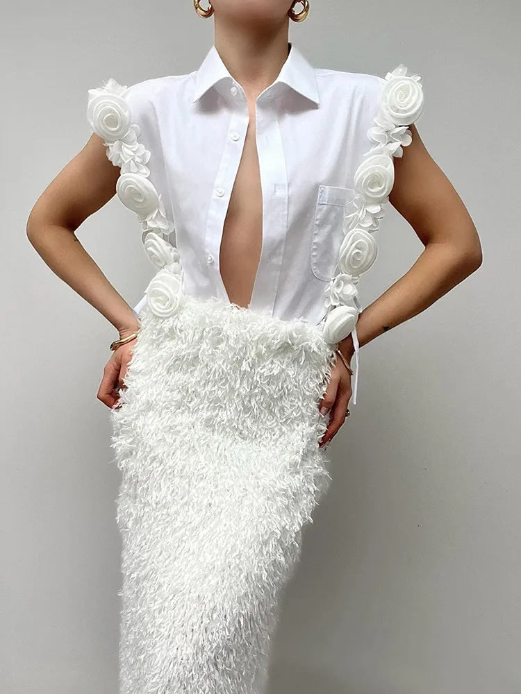 3D Flower Splicing Shirt, MoMA | Women - BYMANYC ® New York-2