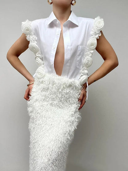 3D Flower Splicing Shirt, MoMA | Women - BYMANYC ® New York-2