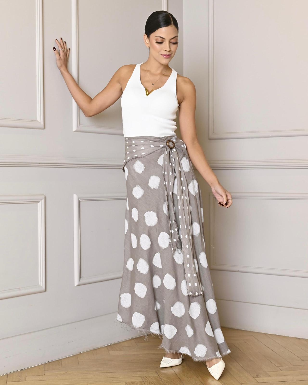 Italian Linen Polka Dot Skirt-1
