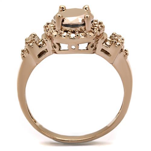3W1193 - IP Rose Gold(Ion Plating) Brass Ring with AAA Grade CZ  in Metallic Light Gold-2