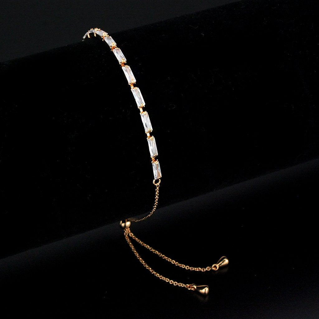 3W1654 - Rose Gold Brass Bracelet with AAA Grade CZ in Clear-0