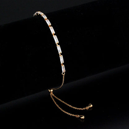 3W1654 - Rose Gold Brass Bracelet with AAA Grade CZ in Clear-0
