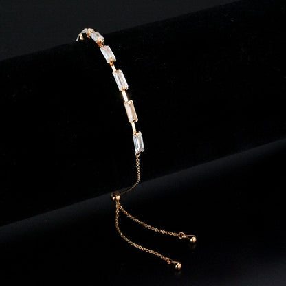 3W1660 - Rose Gold Brass Bracelet with AAA Grade CZ in Clear-0