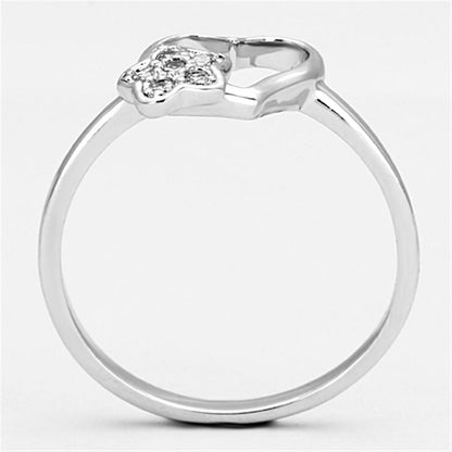 3W472 - Rhodium Brass Ring with AAA Grade CZ  in Clear-2