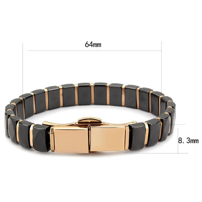 3W992 - IP Rose Gold(Ion Plating) Stainless Steel Bracelet with Ceramic  in Jet-2