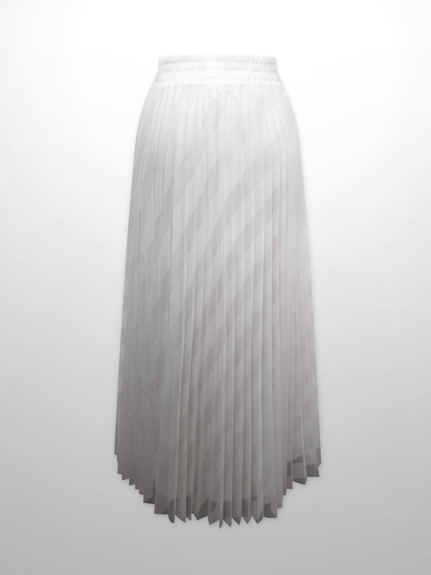 Perforated Pleated Skirt-White-2