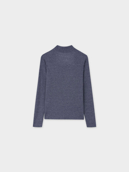 Textured Stretch Turtleneck-Blue-2
