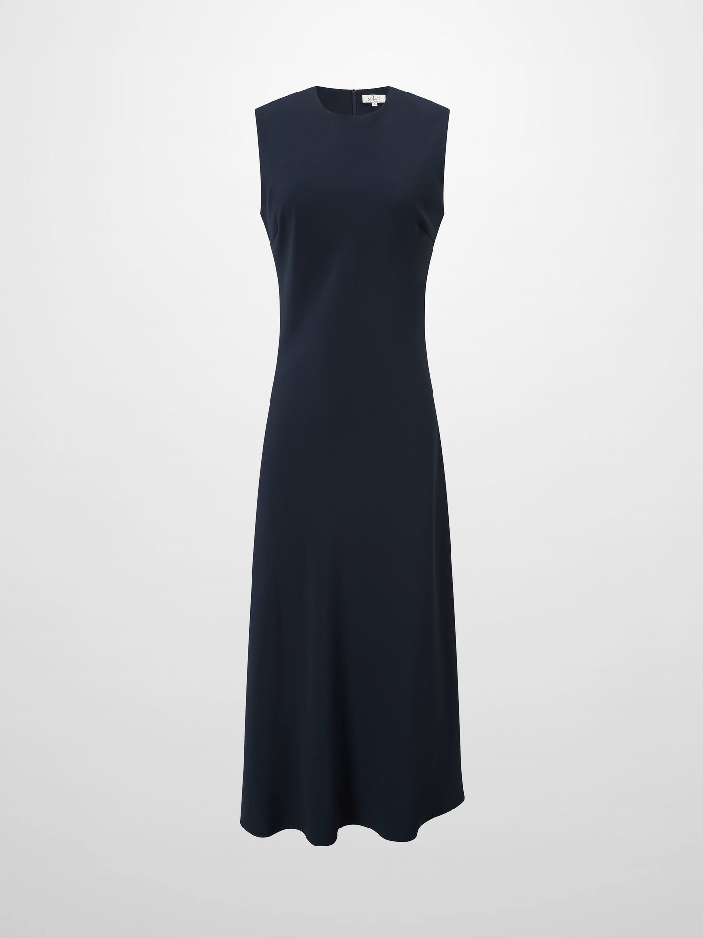 Crepe Slip Dress-Navy-0